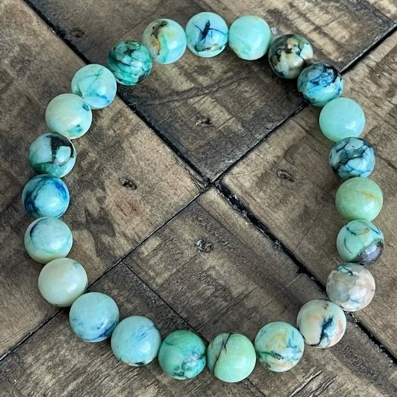 goddess zodiac Jewelry - 8mm Chrysocolla Stretch Bracelet